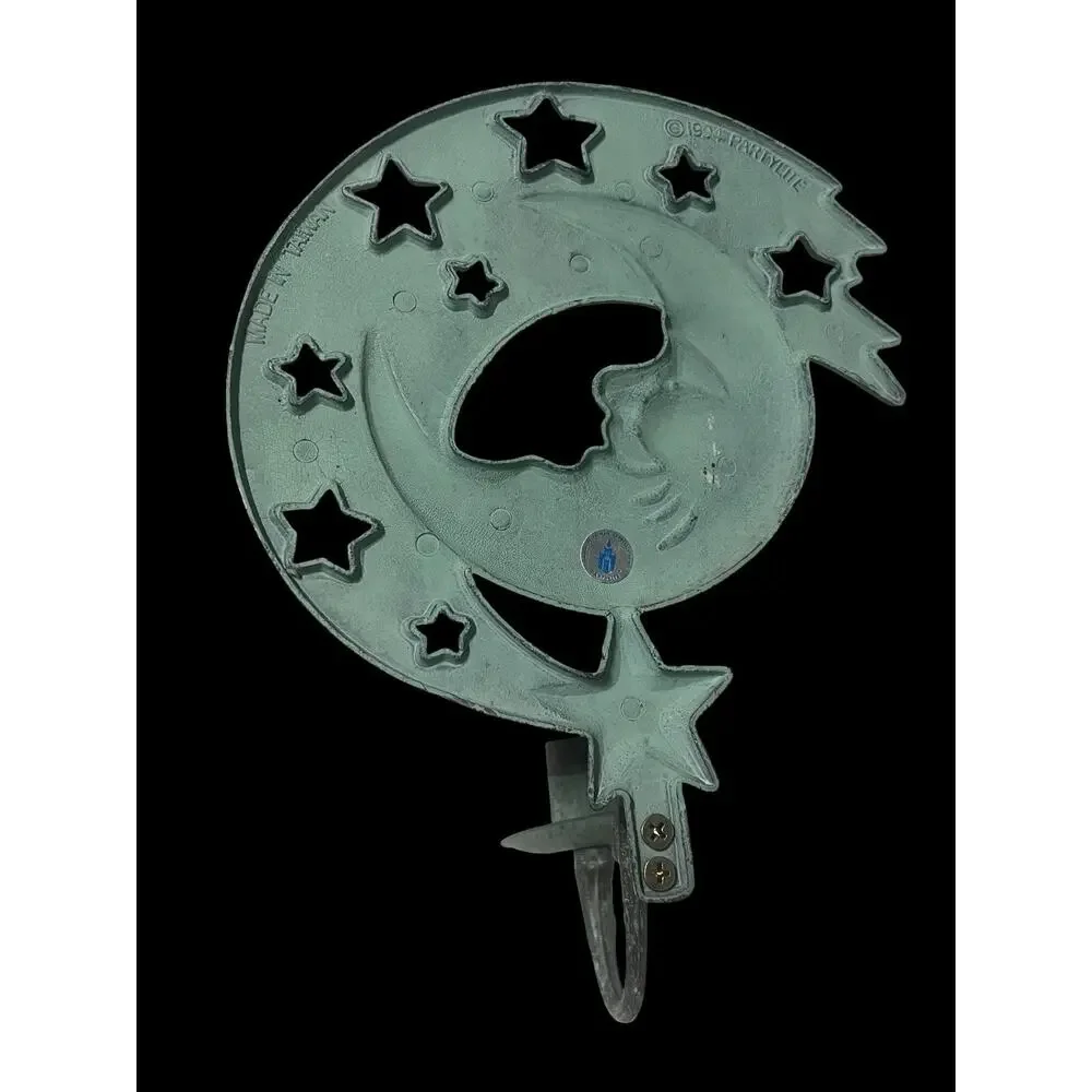 Moon Taper Candle Holder Sconce Partylite Verdigris Brass Vintage 1994 - Picture 6 of 7